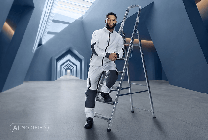 Painter sitting on a step ladder